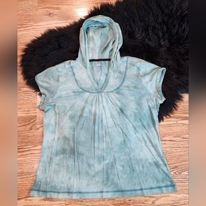 SJB Saint John's Bay Active Green Tie dye Hooded Tee Size PXL